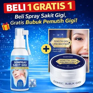 Beli 1 Gratis 1 Spray Sakit Gigi + Bubuk Pemutih Gigi Ampuh!