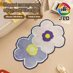 JieLiDa keset Kamar Mandi Serap Air / 38x58cm Keset Motif Bunga Cerah/ Kotak Anti Slip Keset/ Anti Slip Tidak Berbau Menyerap Air