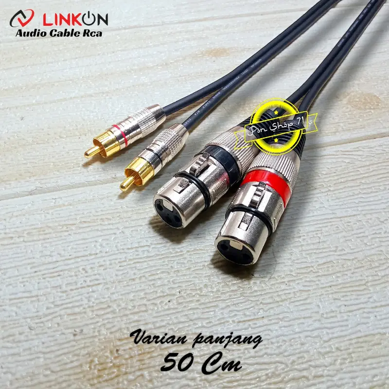 Kabel Mixer ke Power Ampli Jack Xlr Female ke Rca 1 Set/sepasang kabel Original linkon - 50 Cm Accessories Splitter Speaker Silver 1