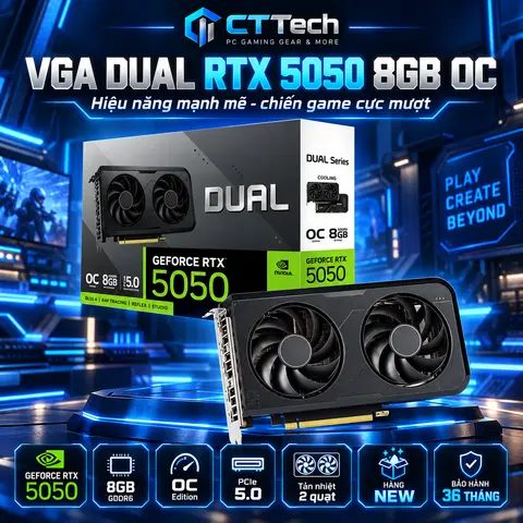 Card Màn Hình DUAL RTX 5050 8GB GDDR6 OC New Bảo Hành 36 Tháng