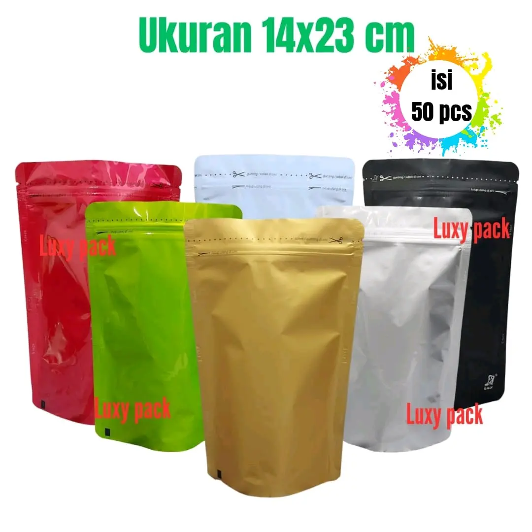 kemasan standing pouch 14x23 cm warna warni kpack (50)(SP)