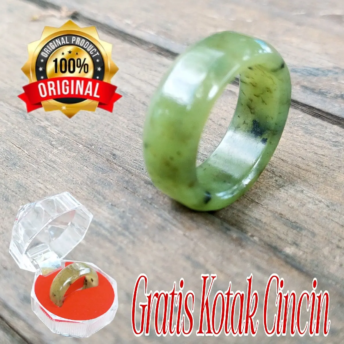 Cincin Giok Hijau Nephrite Jade Aceh Model Minimalis Rings