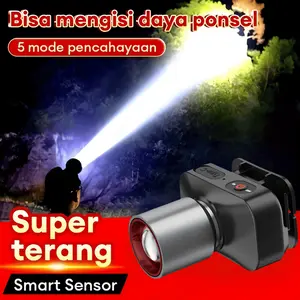 LED 500W Penerangan terus menerus selama 800 H senter kepala super terang lampu depan luar yang kuat lampu depan tahan air sensor gerak senter berkemah senter kepala