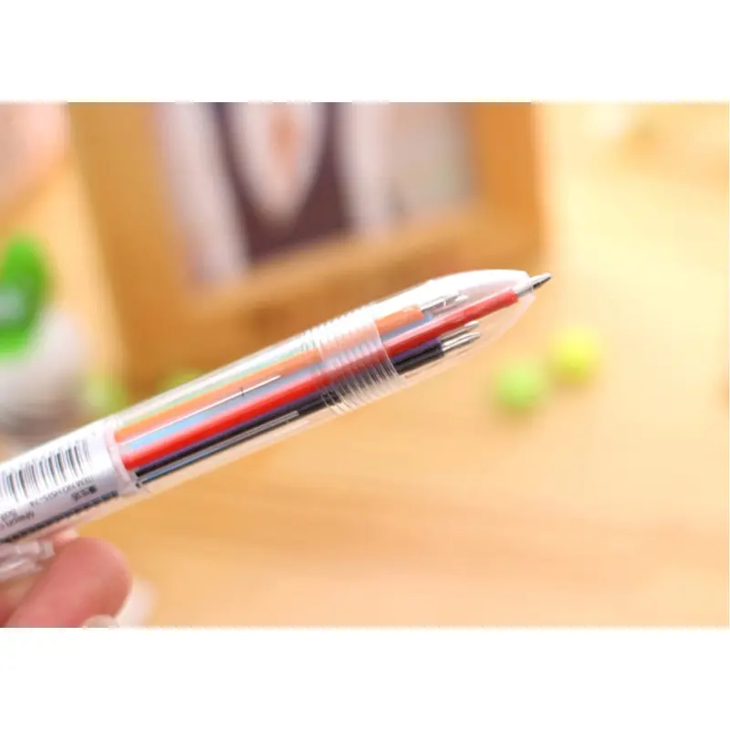 Bút Bi Nhiều Màu Trong 1, 6 Màu, Vỏ Trong Suốt, Bấm, Văn Phòng Phẩm, HML, Hàng Mới Về 4