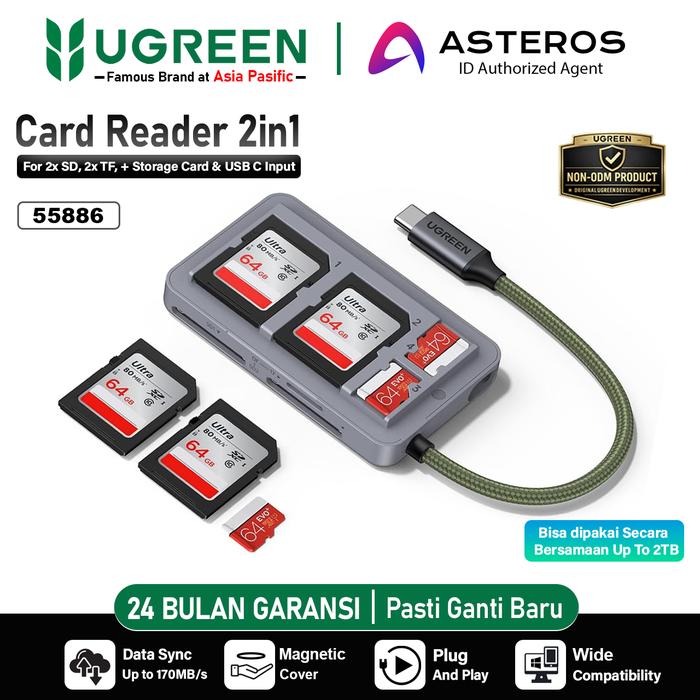 Promo UGREEN Card Reader Type C to SD /TF Card, Micro SD With 4 Storage ...