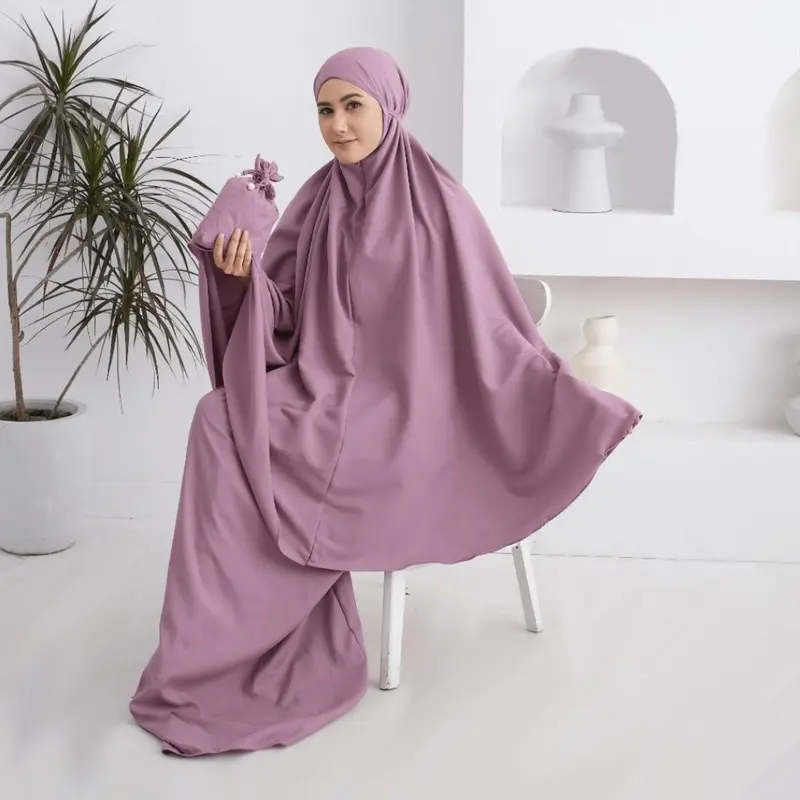Dzakiyya - Mukena Aura  2in 1 Travelling Bahan Katun Atasan Lembut Nyaman Panjang Wanita Muslim Hitam Dewasa 1