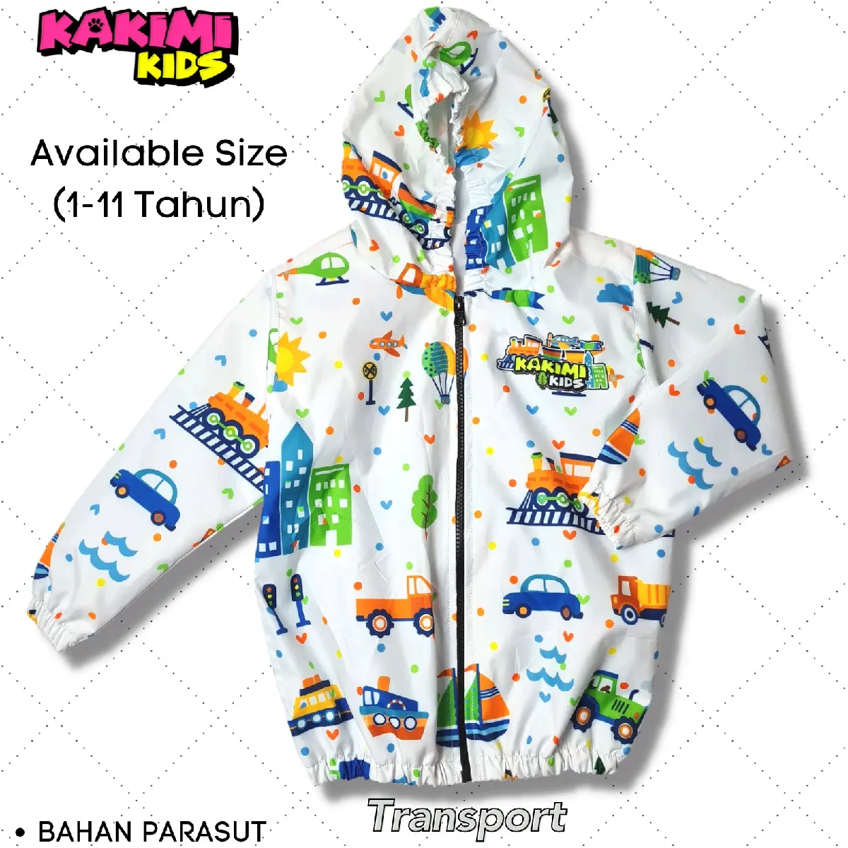 JAKET PARASUT ANAK "TRANSPORT" FULL PRINTING Santai