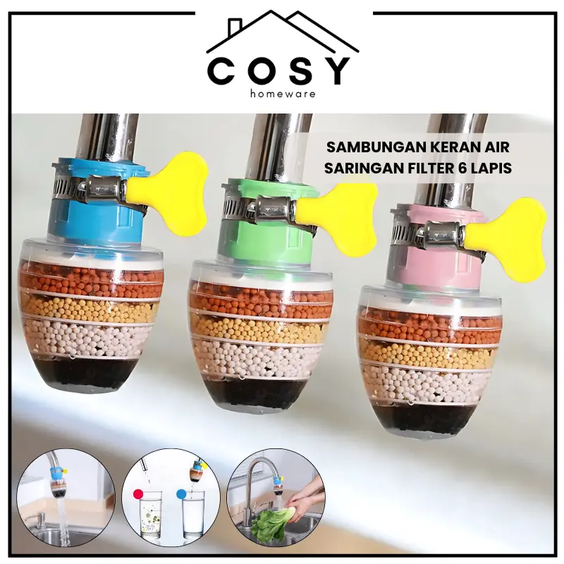 COSY Sambungan Kran Air Saringan Filter 6 Lapis