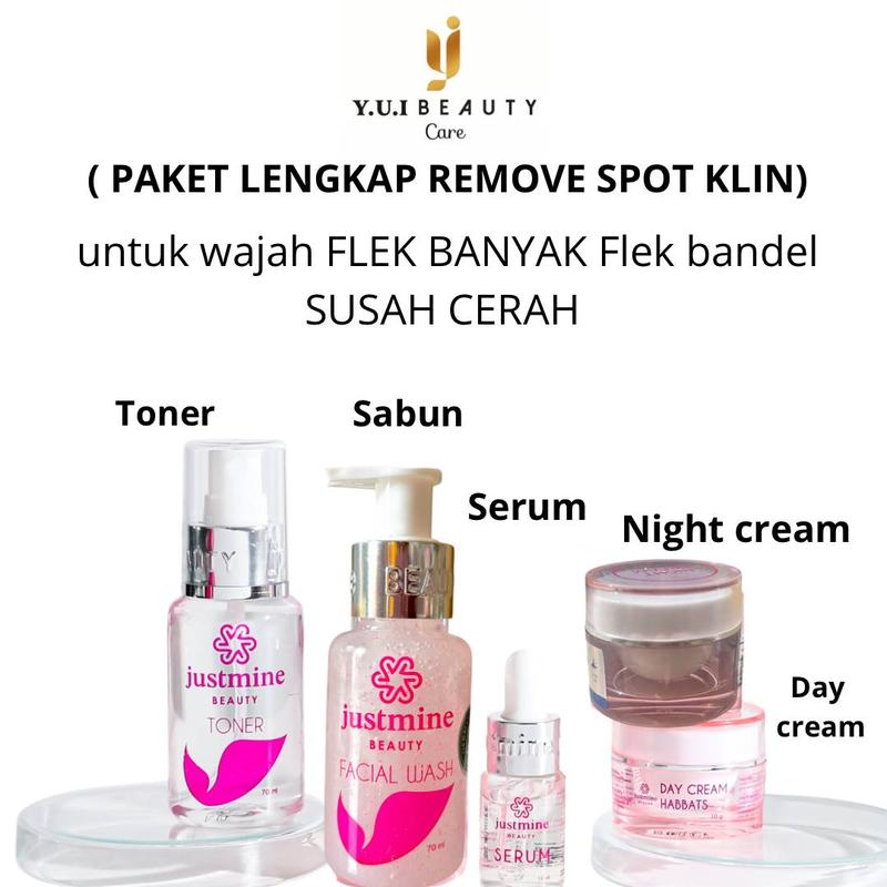Justmine Beauty Skincare Wajah Glowing All Paket Perawatan wajah Berjerawat Mengencangkan Facial Mencerahkan Kusam Hitam Kosmetik 6