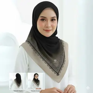 kerudung segi empat Gradio hitam Hijab Motif Terbaru Jilbab Voal Motif Muslim Square