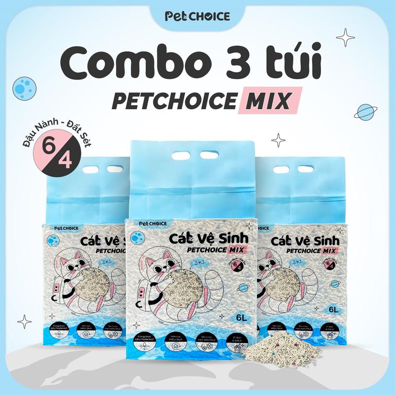 Combo Cát Mèo Đậu Nành Mix Đất Sét PetChoice 6L/2KG, Cát Vệ Sinh Cho Mèo