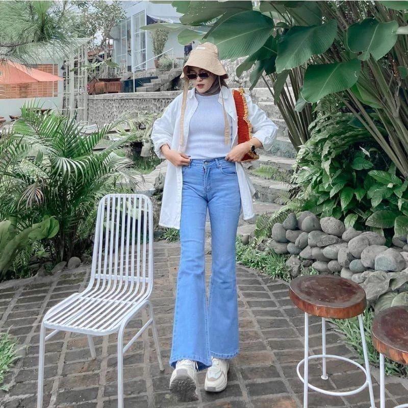 Product Introduction of SBL Highwaist Cutbray Jeans Wanita Kekinian Celana Denim Panjang Kerja Hitam Street Style Pas trendy jeans abu kehitaman combinasi hijau Nyaman Biru Muda 8
