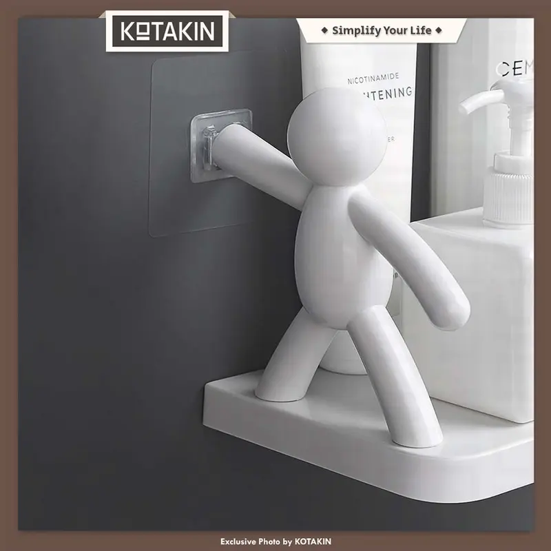 KOTAKIN Rak Dinding Gantung Tempel Serbaguna Dapur Kamar Mandi Toilet Holder Plastik 3