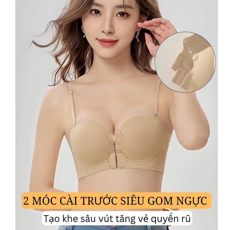  Áo lót quây không dây 2 móc cài trước gom ngực tạo khe. Đệm kép ôm nâng vòng 1 sexy bản lưng silicon siêu bám chống tụt 947 