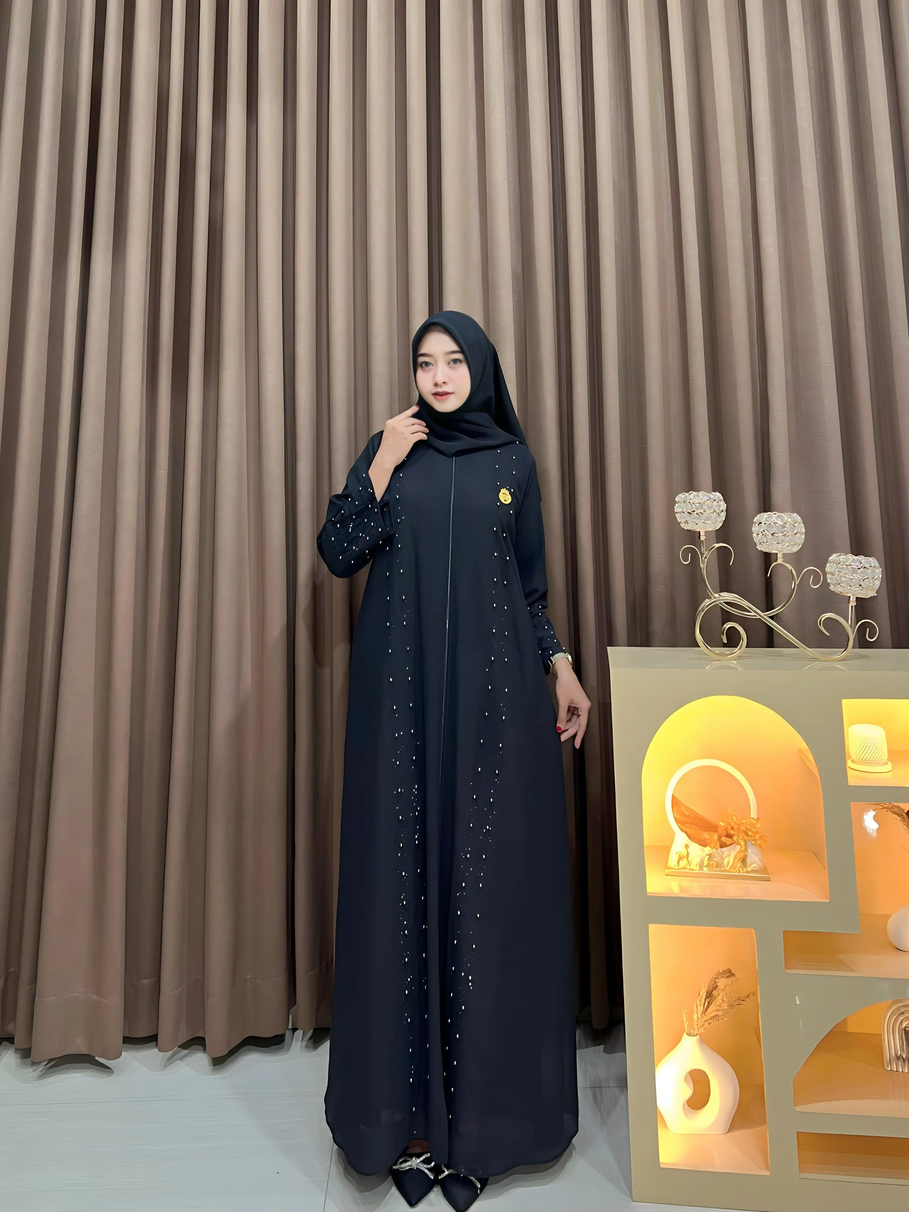 Widya Fashion -  MAHIRA ABAYA  Dress Set Hijab Pakaian Muslim Wanita Gamis Payet Ceruty Babydoll Dres Lebaran dan Dres Pesta Mewah Kondangan Syar'i Umroh Gamis Haji