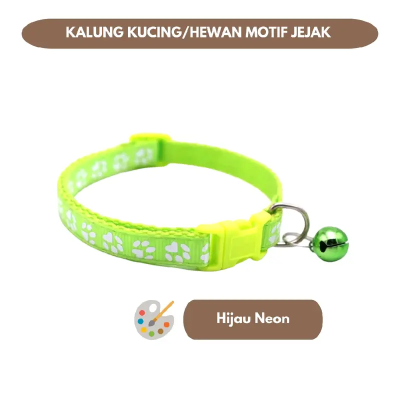 Kalung Kucing/Hewan Peliharaan Motif Jejak Motif Dengan Lonceng 6