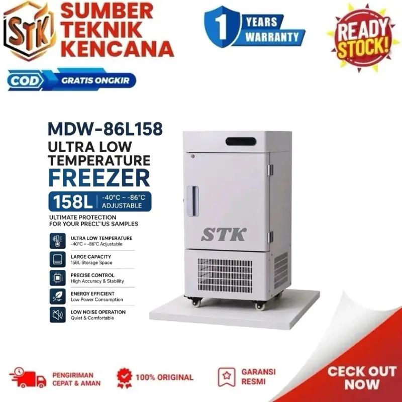 Ultra Low Temperature Freezer 158L -40 sampai -86C ULT Freezer Lemari Pendingin Laboratorium MDW-86L158