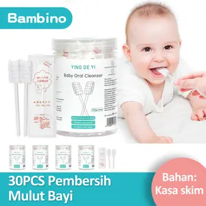 BAMBINO 30Pcs Pembersih Mulut Bayi Sikat Gigi Dan Lidah Bayi Pembersih Lidah Bayi Kasa Baby Newborn Infant Toddler Girls Boys Putih