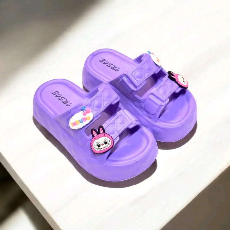 Sandal Selop Anak Perempuan Sandal Wedges Anak Cewek Slip On Double Strap Motif Labubu 572 4
