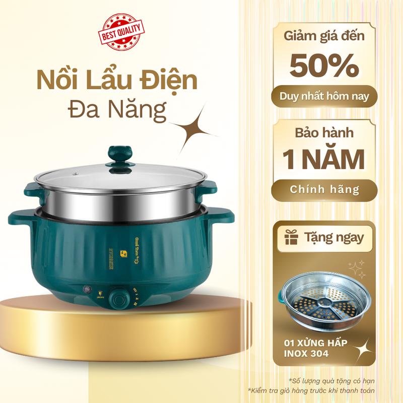Nồi Lẩu 2 Tầng Đa Năng Tặng Kèm Vỉ Hấp Inox Tiện Dụng Size 28cm Vân Đá Chống Dính DKSTORE