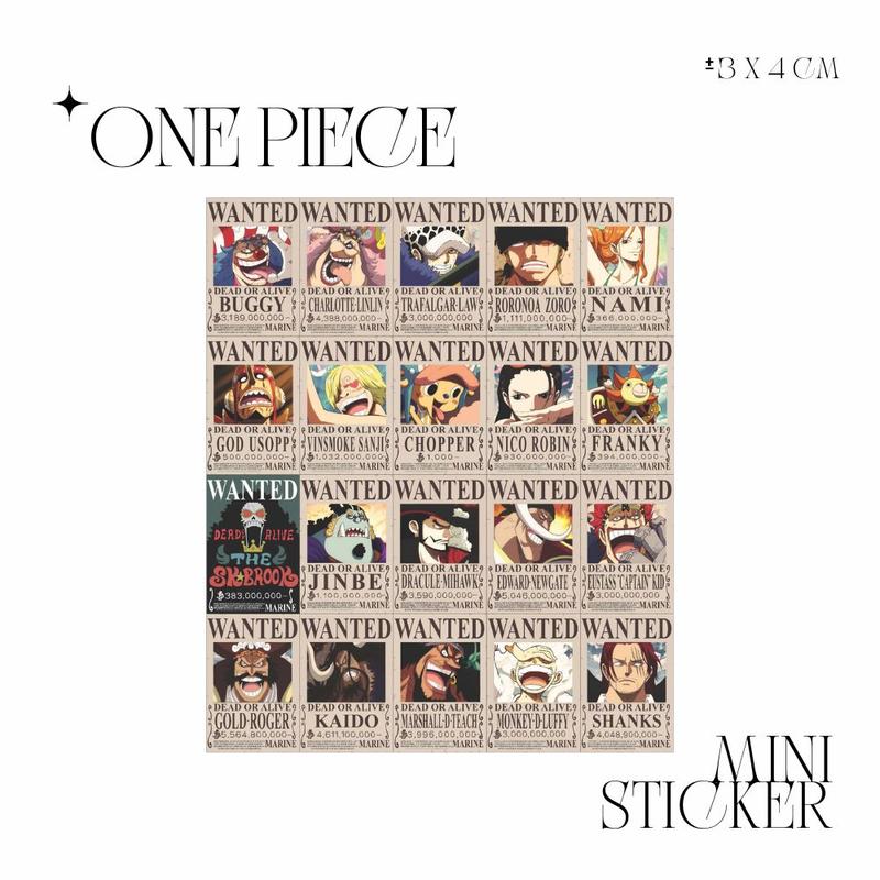 MINI STIKER ONE PIECE (ISI : 54 PCS) STICKER CHROMO TRANSPARAN HOLOGRAM ...