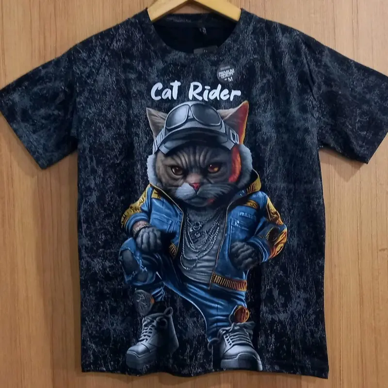 Kaos Atasan Tshirt Anak Usia 7-13 Tahun Lengan Pendek Karakter Cat Rider 0