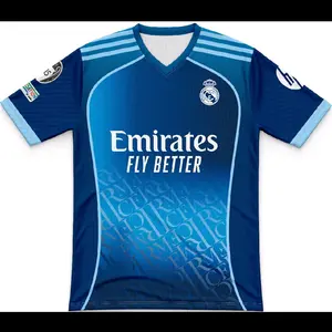Real Madrid Jersey Biru 2025/2026 Dengan Gratis Nama & Nomor Punggung Sport Emirates Fly Better untuk Penggemar