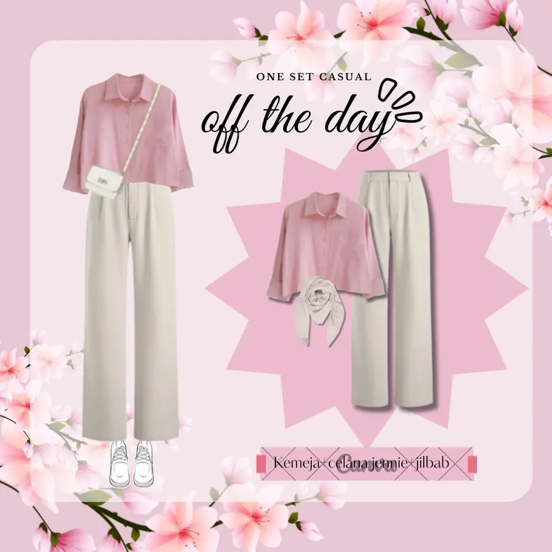 Ootd Korean Style | One Set Remaja Kekinian Korea | One Set Kemeja Celana Jennie-Nn02 0