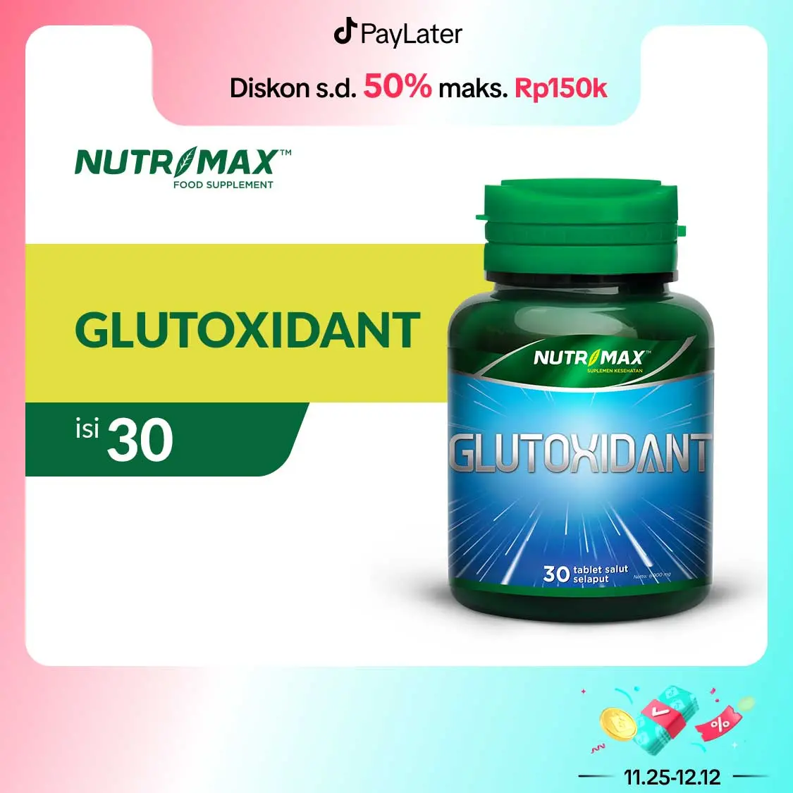 Nutrimax Glutoxidant Membantu Meningkatkan Kadar Glutathione Membantu Mencerahkan Kulit dan Bebas Dari Flek dan Warna Kulit Tidak Merata Kolagen - Shop