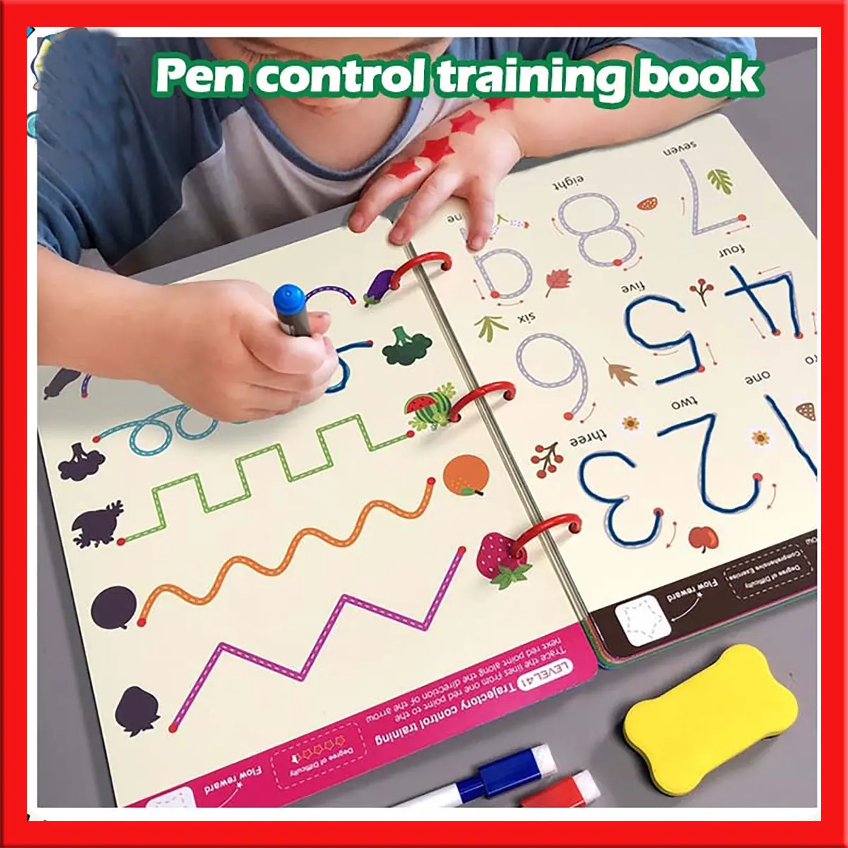 Kid Magical Tracing Workbook with Erasable Pen Control Educational Toy Drawing Thinking Dot To Dot Writing Practice