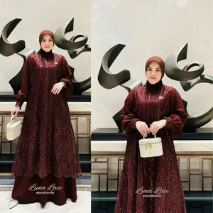 Urban Attire Luna lace gamis kondangan terbaru 2026 gamis pesta kondangan elegan mewah bahan ceruty anti kusut cocok untuk hari lebaran viral Emerald blue burgandy mahogandy