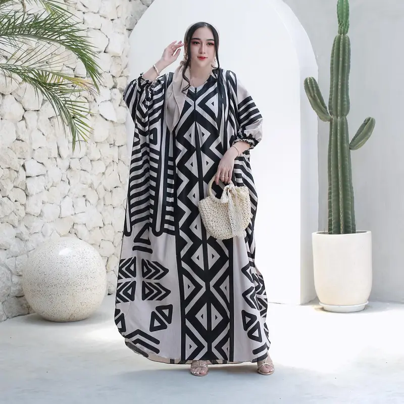 Kaftan Super Jumbo Rayon Busui Nyaman Panjang Tebal Dress Wanita - Butik Sandang 7