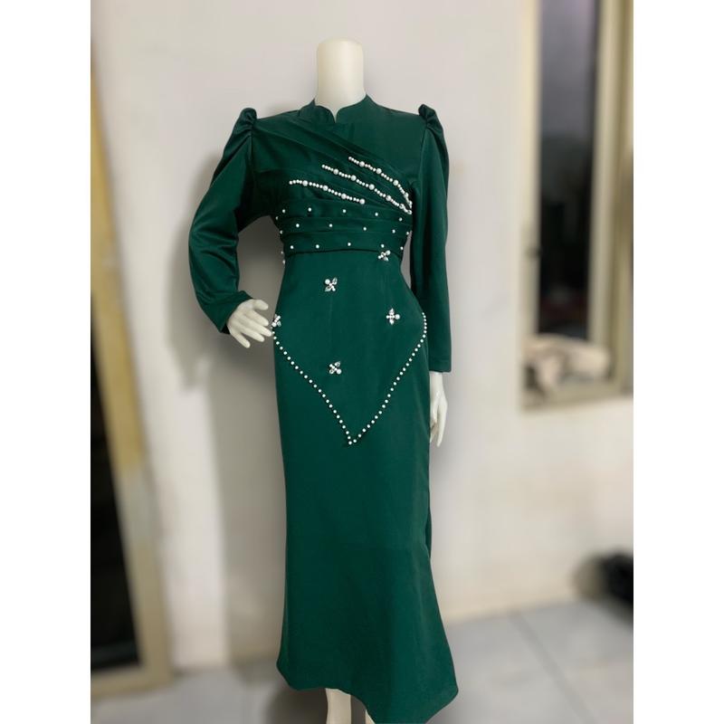 Afiya Dress Bridesmaid Muslimah-Gaun Modern Kekinian Dengan Mutiara Untuk Kondangan Dan Acara Resmi Wanita Gamis 4