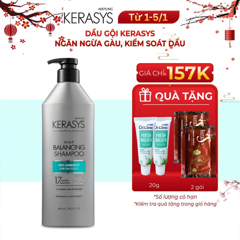 Dầu gội Kerasys Scalp Balancing Hàn Quốc kiềm dầu ngăn ngừa gàu 600ml bất kỳ chống gàu Nữ