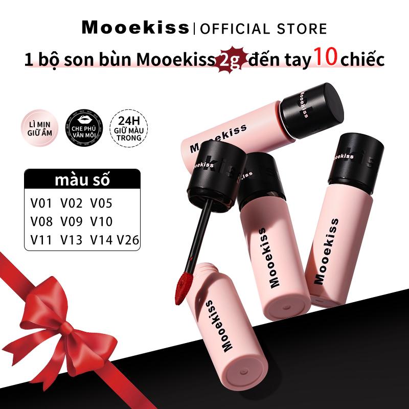 Combo 10 Mooekiss son bùn, không khô môi, tôn da, giữ ẩm lâu 2g*10