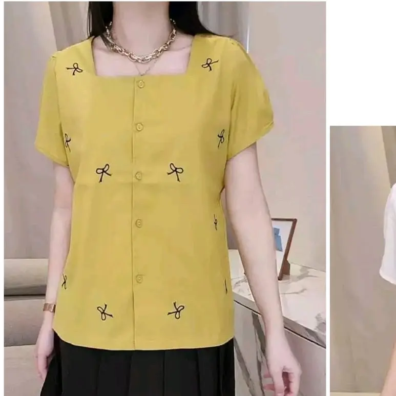MC 2403 ATASAN LEHER KOTAK MOTIF PITA KANCING BAHAN COTTON POPLIN PREMIUM 5