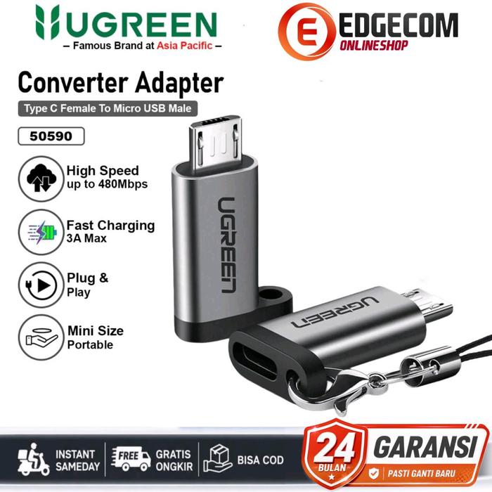 Gambar UGREEN OTG Micro USB Male to Tipe C Female For Smartphone 50533 dari Edgecom Kota Administrasi Jakarta Pusat Tokopedia