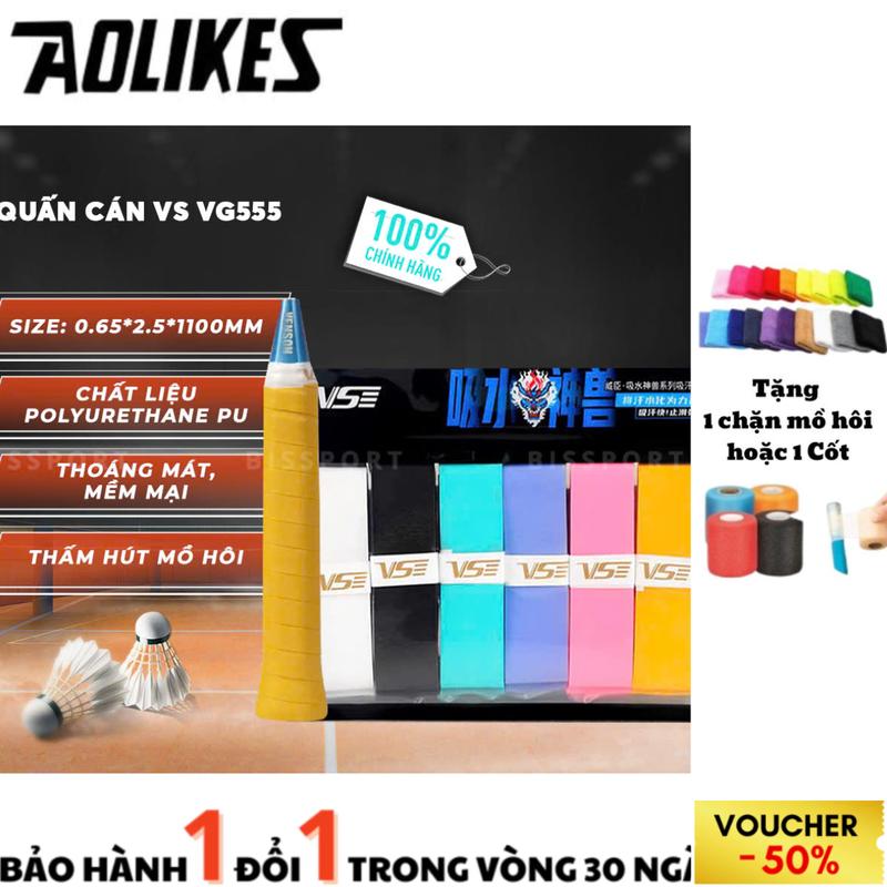  Vỉ 6 chiếc Quấn Cán VS VG555 Quấn Vợt Cầu Lông,Tennis,PickleBall Êm Tay,Bám Tay,Thấm Hút Mồ Hôi Tốt,Cao Su Non 2 Lớp Cao Cấp 