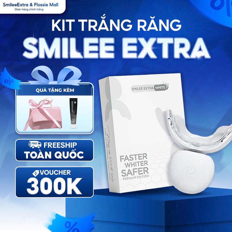 Bộ Kit Làm Trắng Răng Smilee Extra White | Phiên Bản Cải Tiến, Gel An Toàn, Ánh Sáng Xanh | 3 Bút Gel, Hiệu Quả 5-7 Ngày, Bảo Hành 12T | Tặng 1 Kem Đánh Răng, BAO BÌ 20/10 | #THGMV1