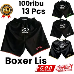 100RIBU DAPAT 13PCS CELANA ANAK BOXER Lis Uniseks Santai hitam melar  motif Hijau Merah Putih Pria Wanita Shorts Pendek Panjang Distro Unisex Nyaman Fashion