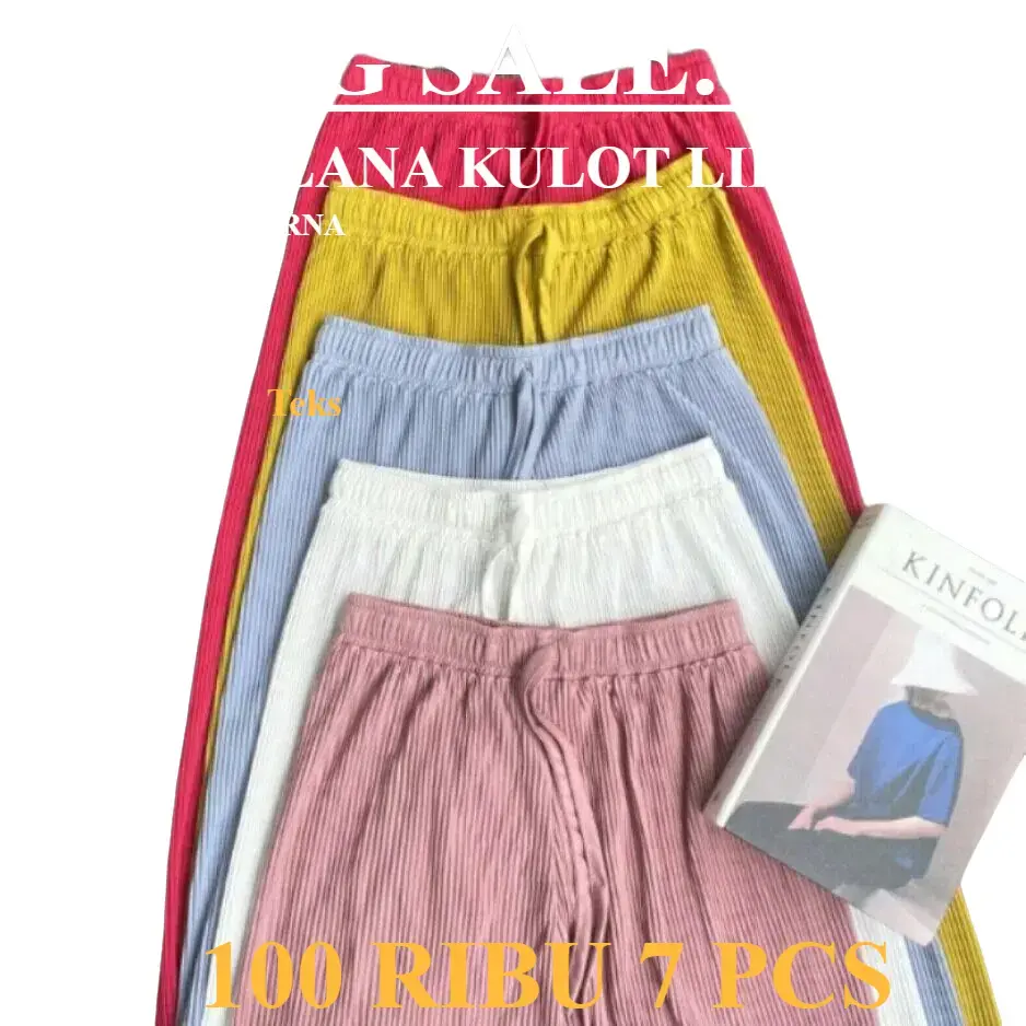 Celana Kulot Lidi Wanita Jumbo 100 Ribu 7 Pcs Kualitas Premium Fit Karet Nyaman Formal Bawahan Dewasa Panjang
