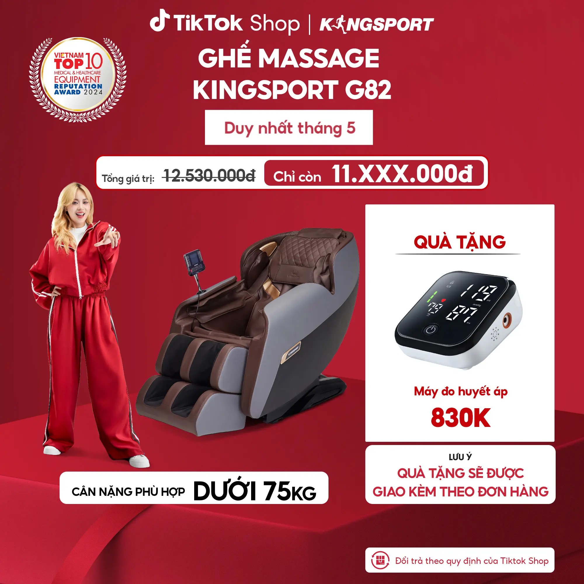 Livestream| Ghế massage KINGSPORT G82 hệ thống nhiệt hồng ngoại, chế độ massage không trọng lực, khung ghế rộng rãi và thoải mái