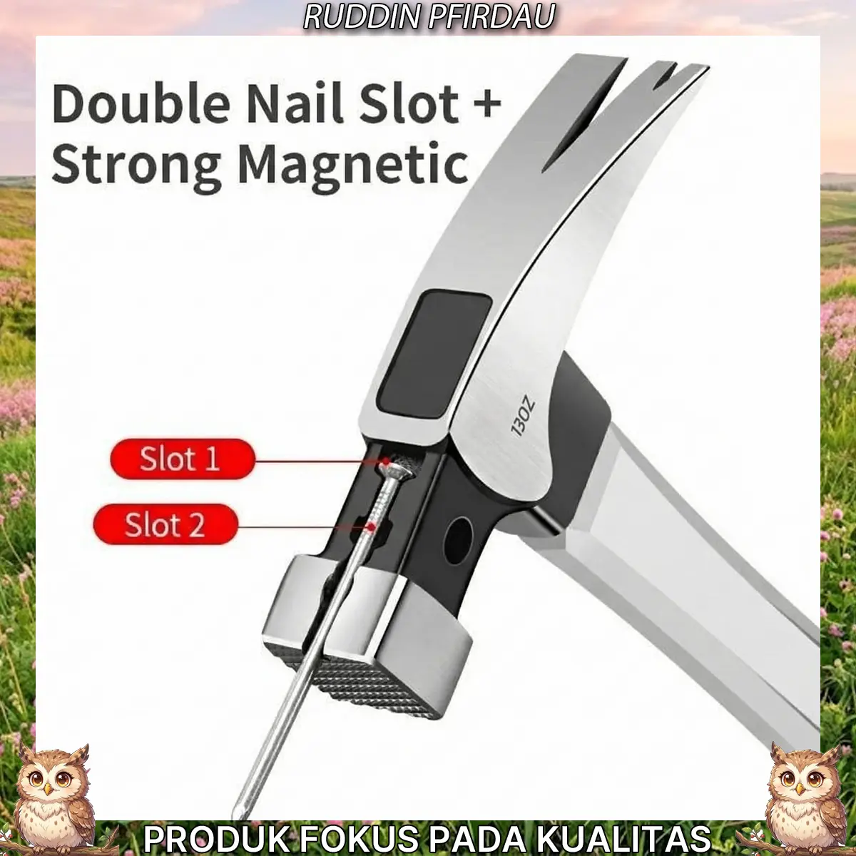 Palu Kambing 10oz Gagang Fiber Professional Martil Besi Kuat Alat Tukang Pertukangan Kayu Bangunan Rumah Tangga Ergonomis Anti Slip Durable High Quality