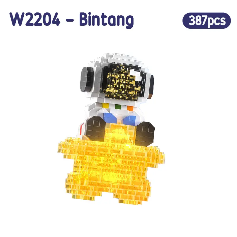 BLOCK CITY (Bisa bersinar) Nano Block Glowing Astronaut Spaceman Mainan Anak Balok Susun Seri Ruang Angkasa Hadiah Anak Perempuan Laki Laki DIY KIT Lampu Plastik 1
