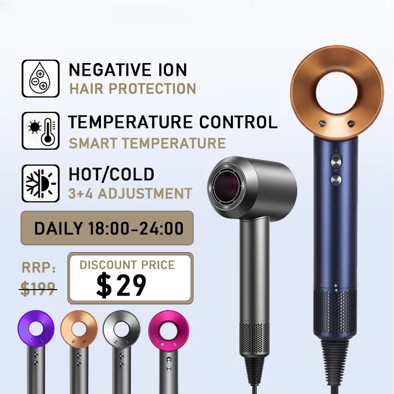 【Local Spot 1-2 Day Delivery】 High-speed Hair Dryer Negative Ionic Fast Drying Low Noise Thermo-Control Long Lasting