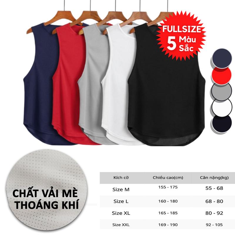 1 Áo thun sát nách nam ba lỗ thể thao Tanktop nam thun Mè co giãn thoáng mát - M032