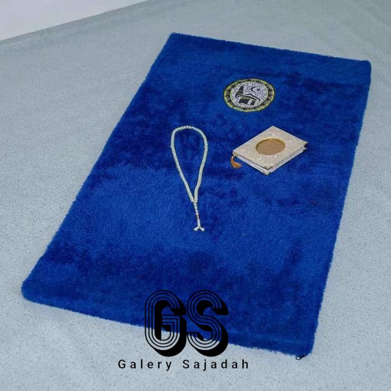Sajadah Haji muslim Bulu Rasfur lembut dan1 nyaman 115x65x5cm bordir ka'bah motif premium lebih tebal busa putih alas hitam bisa untuk hampers bukan sajadah turki tidak rumbai Umroh 2