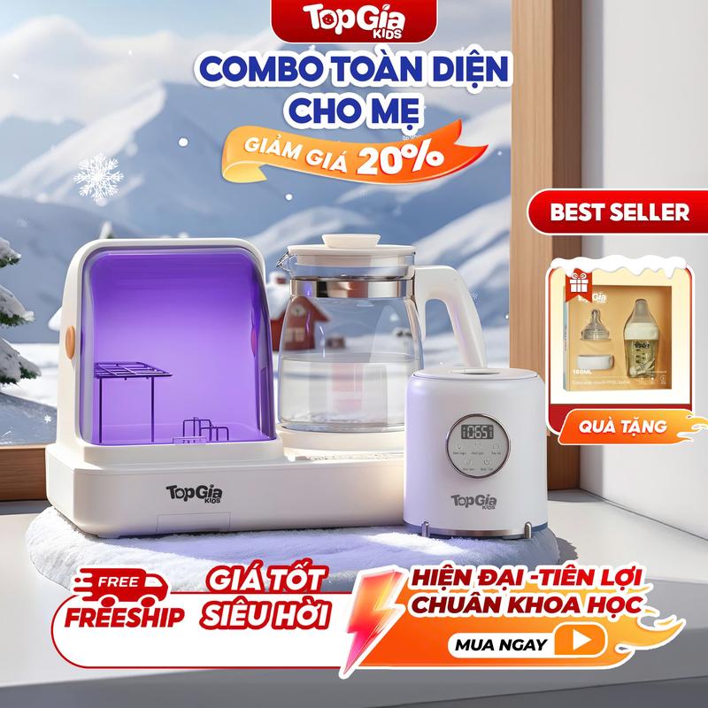 COMBO TOÀN DIỆN CHO MẸ Combo Máy Tiệt Trùng Đun Hâm Pha Sữa UVC 8879 & Máy Lắc Hâm Sữa T2-02 Tặng Bình PPSU 160ml Lồng Hâm Sữa Bảo Hành 18 Tháng l Dung Tích 1300ml Giữ Nhiệt 48h