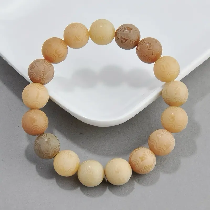 Vòng Tay Hạt Bồ Đề Hoàng Long Chạm Khắc Lục Tự 11mm | Vòng Phong Thủy Tài Lộc Bình An Hộ Mệnh | Kim Tụ Bảo