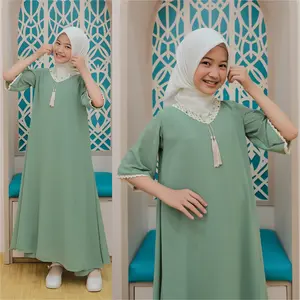 Kaftan Anak Perempuan Cantik Mewah Usia 3-12 Tahun Bahan Ceruty Babydoll Premium Gamis Muslim Anak Terbaru
